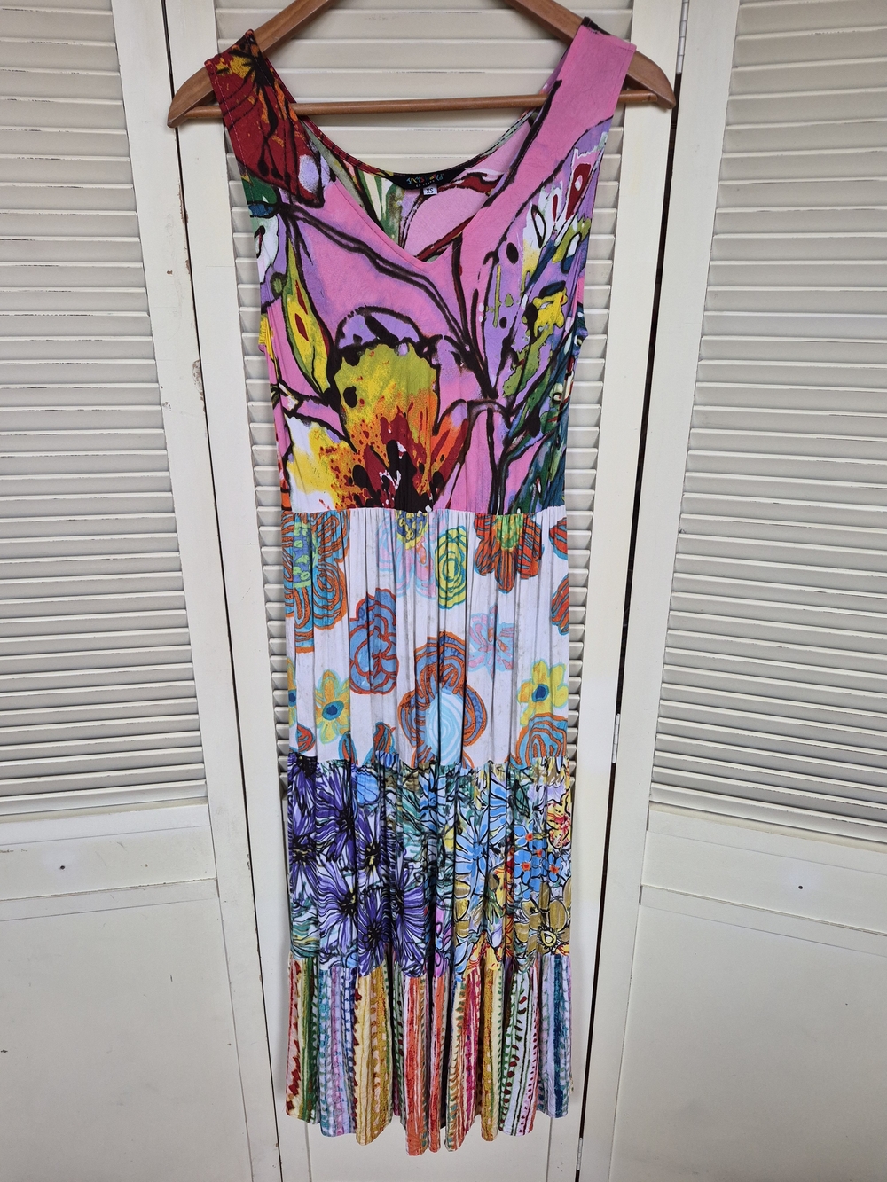 Jams World Mixed Long Ruffle Dress In Marseille Print Size XS
